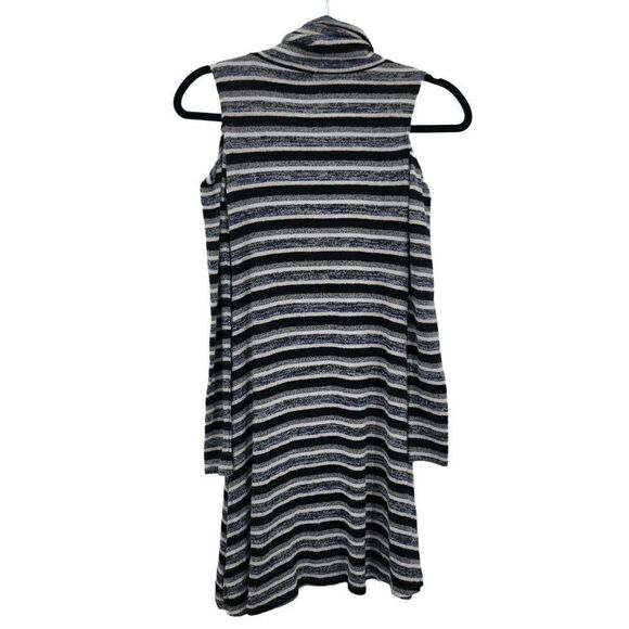 Womens AEO Soft & Sexy Dress Plush Cold Shoulder Turtleneck Blk Stripe XS Short - Picture 5 of 6
